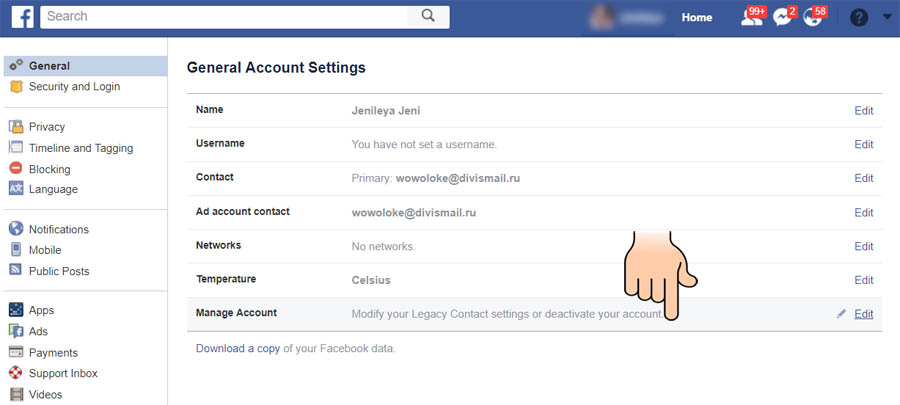 Deactivating your facebook account