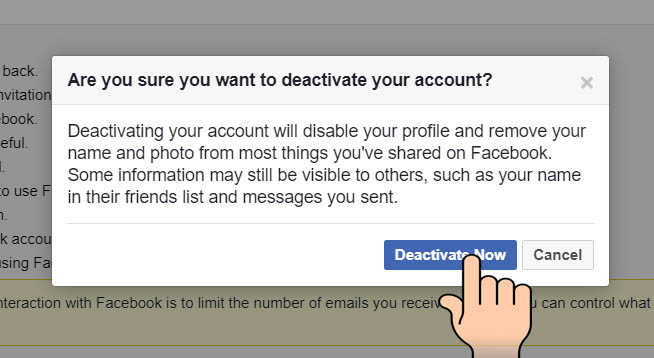 Deactivating your facebook account