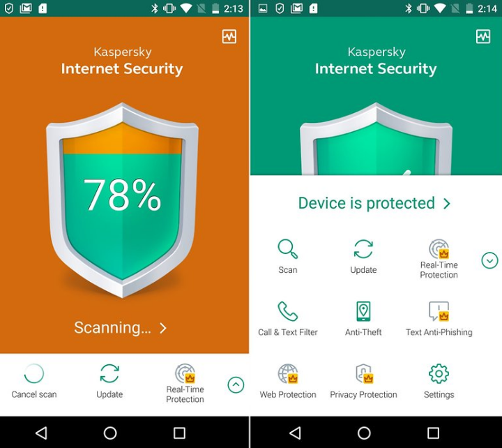 Kaspersky - best antivirus app for android 4.0