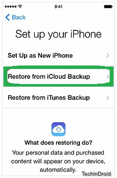 restore from iCloud backup