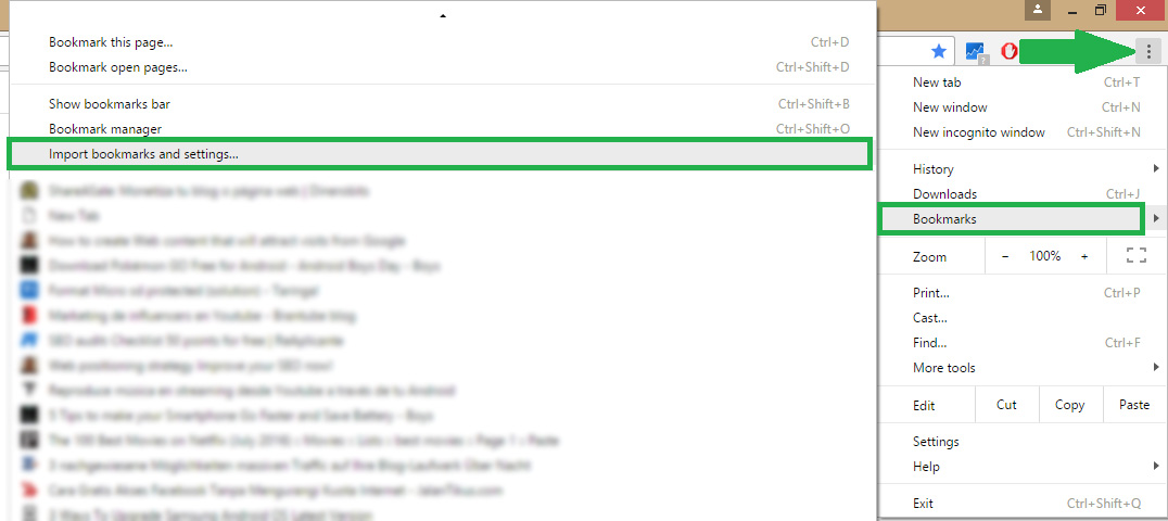 import and export bookmarks in chrome 