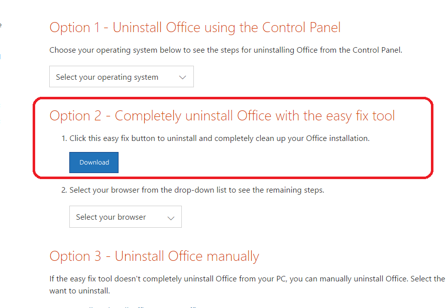 microsoft uninstall tool