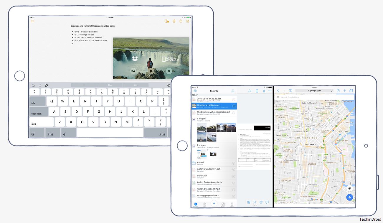 Share the Dropbox screen on iPad