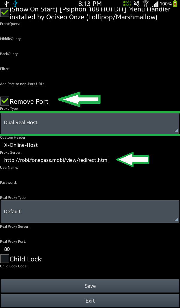 psiphon vpn handler settings for robi user