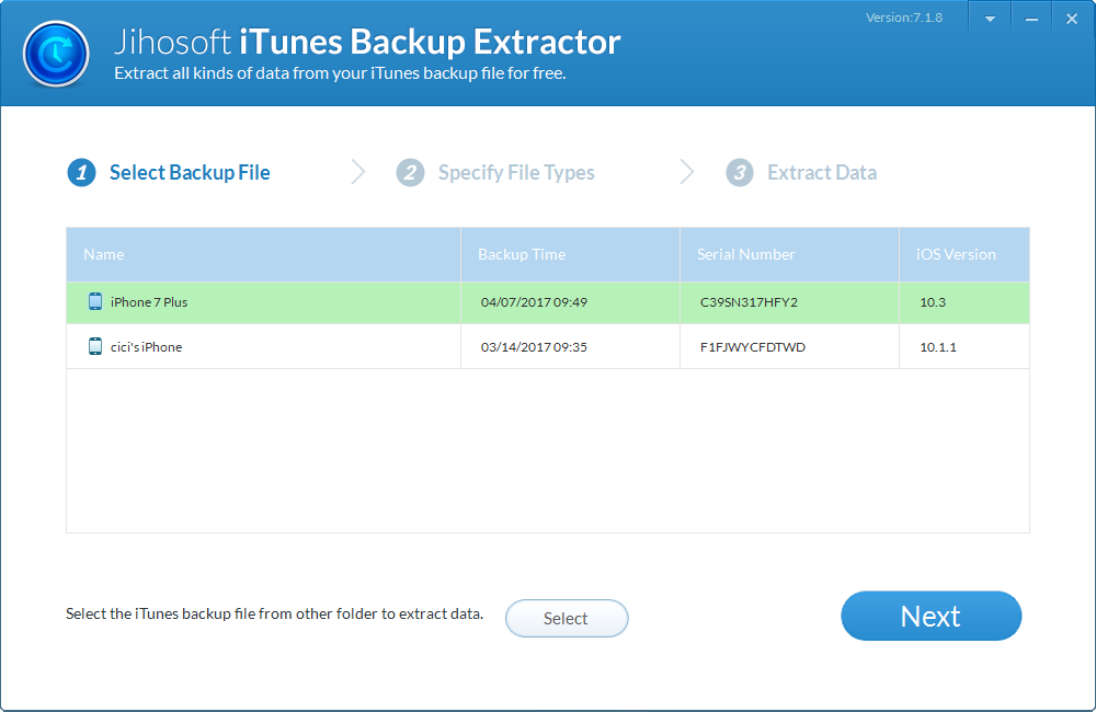 Extract messages from iPhone backup