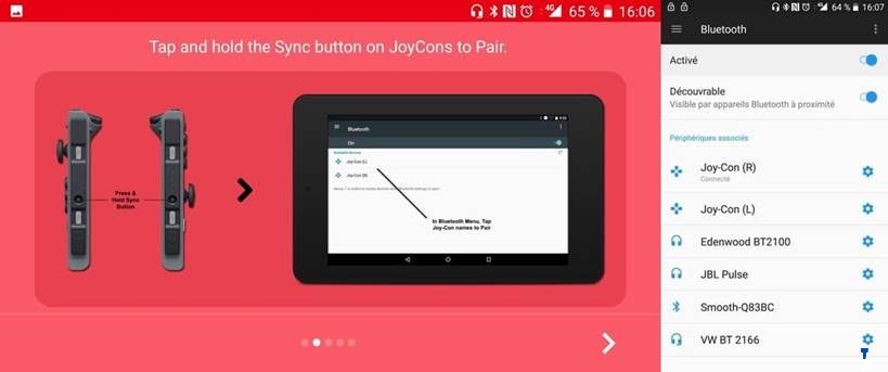 how to connect joycon to android 