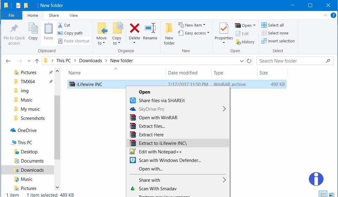 unpack rar file windows 10