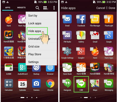 hide apps on android