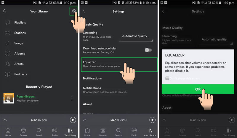 How to enable Spotify equalizer on Android