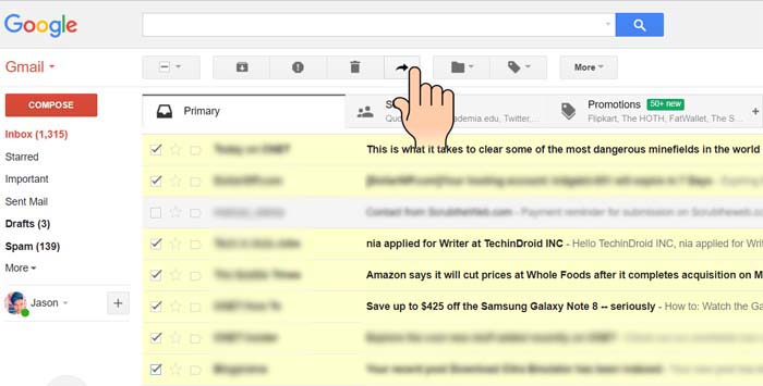 How to forward multiple emails in Gmail at Once
