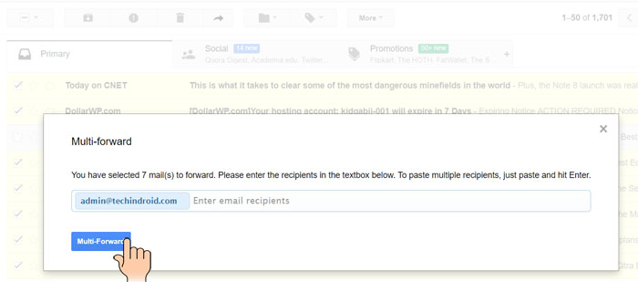 how to forward multiple emails in gmail