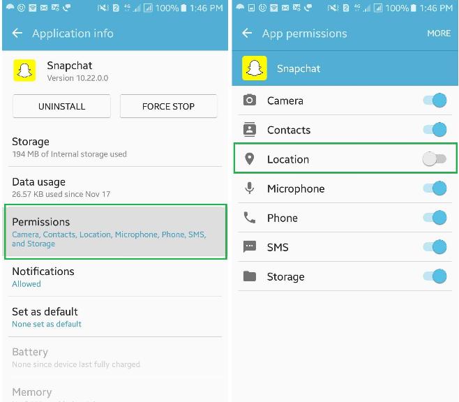 Disable Snapchat GPS