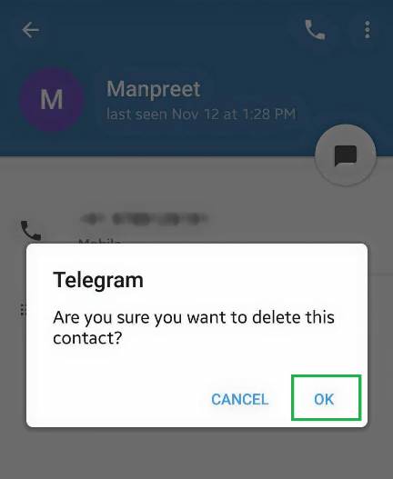 Deleting contacts from telegram