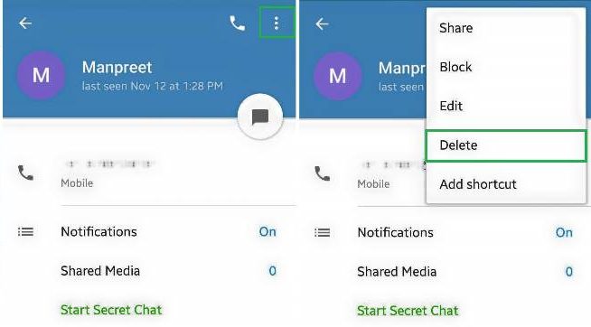 How to delete contacts from Telegram