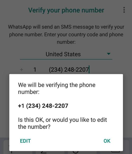 Whatsapp verification