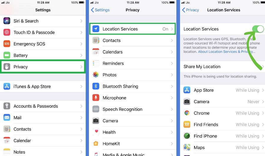 Location services ios 11