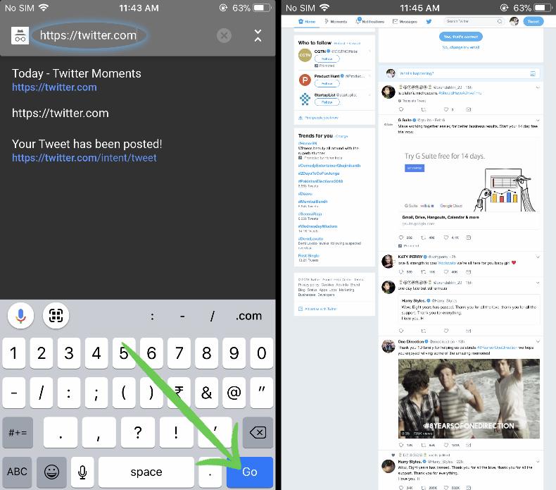 Twitter Desktop Site on iphone