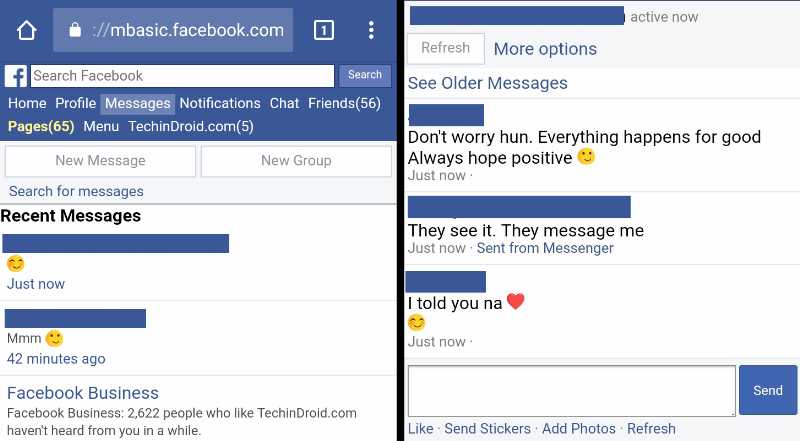 Facebook pages chat app android