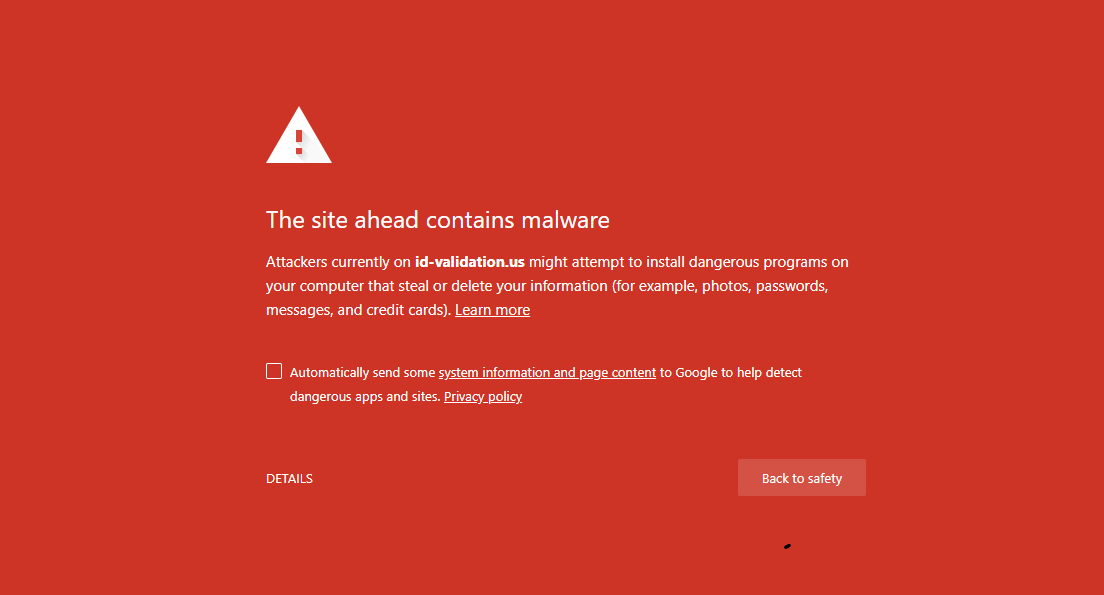 Site contain malware chrome