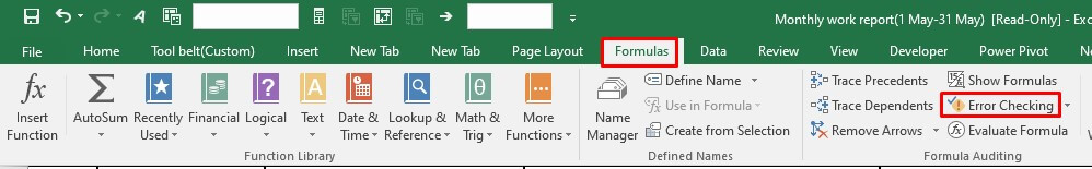 Excel Found a Problem with One or More Formula References